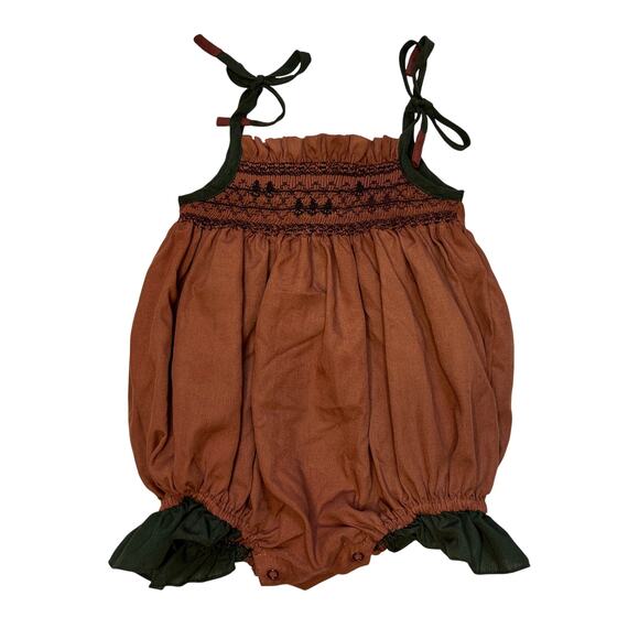 Well Dressed Wolf "Classic Smocked Bubble" Custom Dyed Romper - Size 9M - Picture 1 of 5